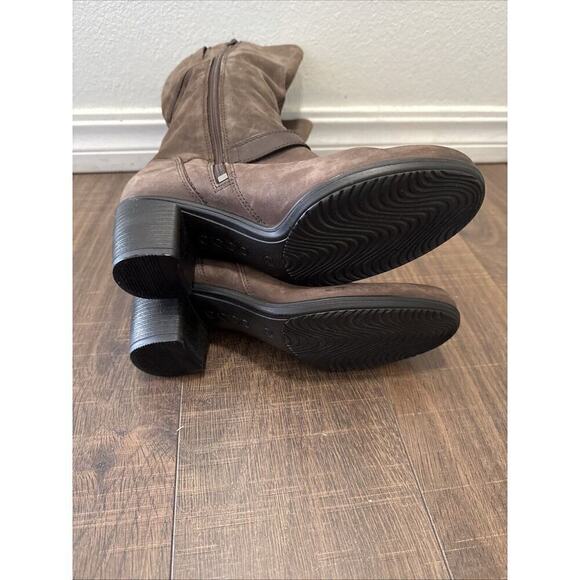 ECCO Side Zip Block Heel Knee High Boots Leather Brown Size 40 EUR 9 US NEW - Picture 7 of 7